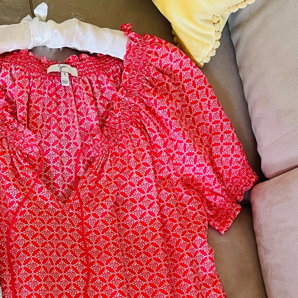 blouse Joie red coral gorgeous Like New - Picture 6 of 9